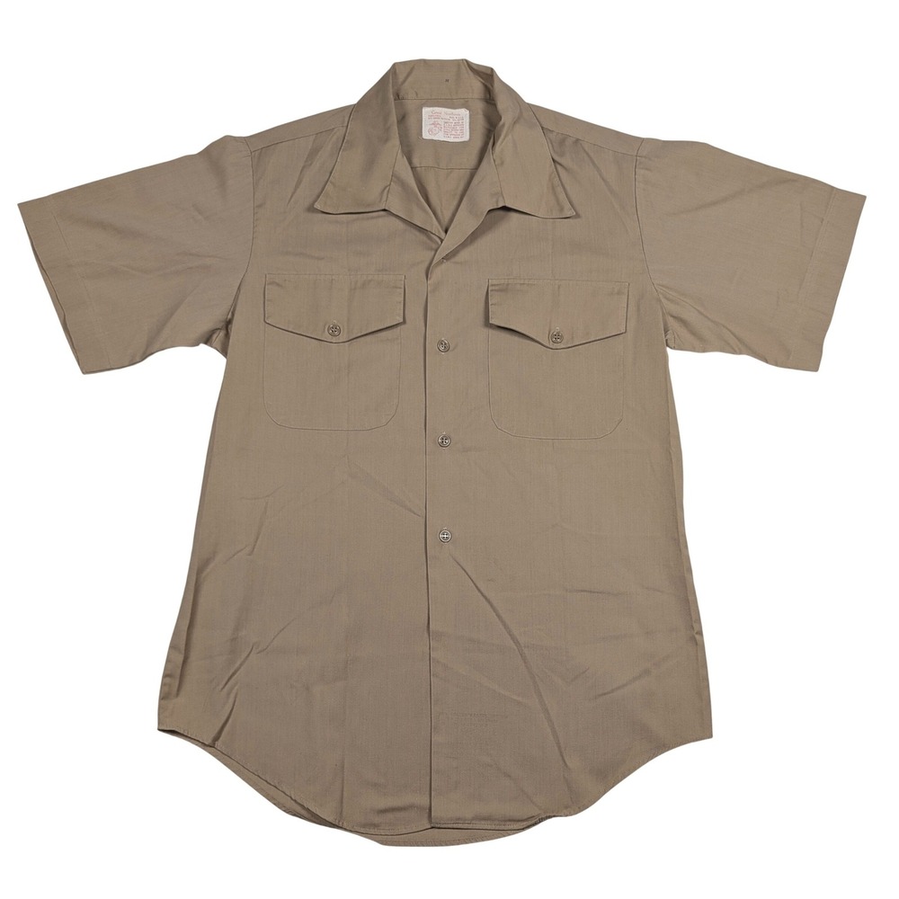Vintage 60s 70s USMC Shirt Mens M Khaki Miltary BDU‎ Great Northern USA Made